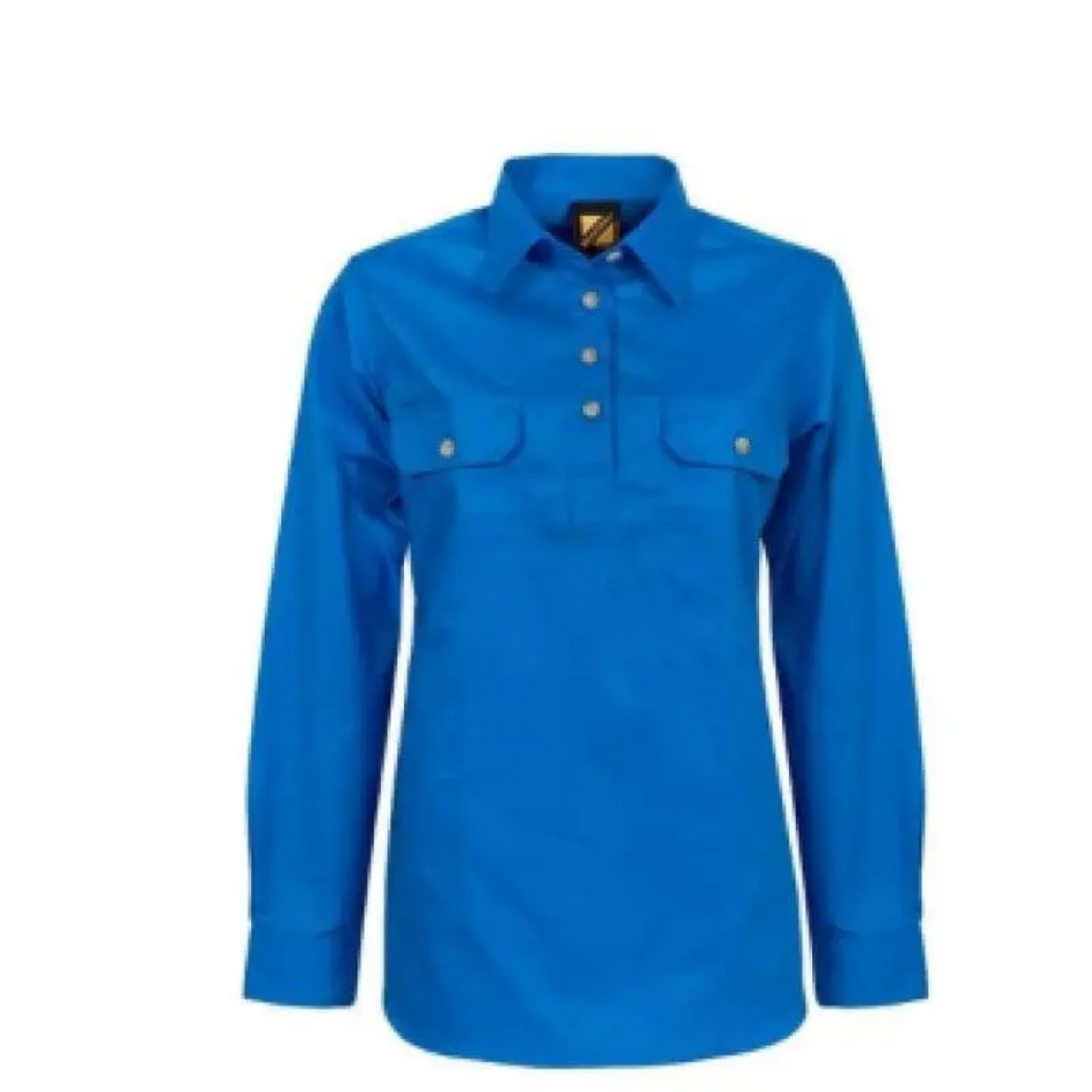 Picture of WorkCraft, Womens, Shirt, Long Sleeve, Lightweight, Cotton Drill, Half Packet, Contrast Buttons