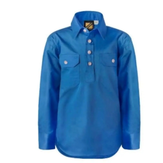 Picture of WorkCraft, Childrens, Shirt, Long Sleeve, Lightweight, Half Packet, Cotton Drill, Contrast Buttons