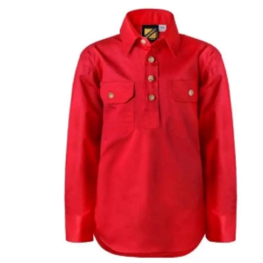 Picture of WorkCraft, Childrens, Shirt, Long Sleeve, Lightweight, Half Packet, Cotton Drill, Contrast Buttons