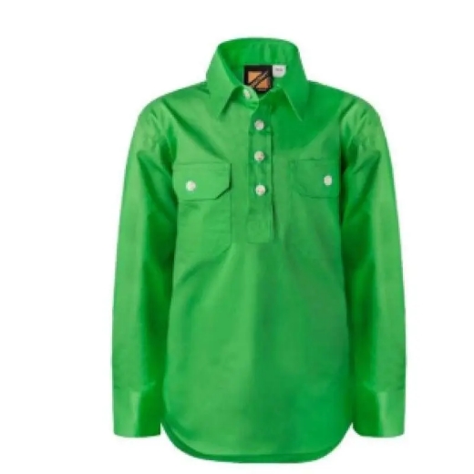 Picture of WorkCraft, Childrens, Shirt, Long Sleeve, Lightweight, Half Packet, Cotton Drill, Contrast Buttons