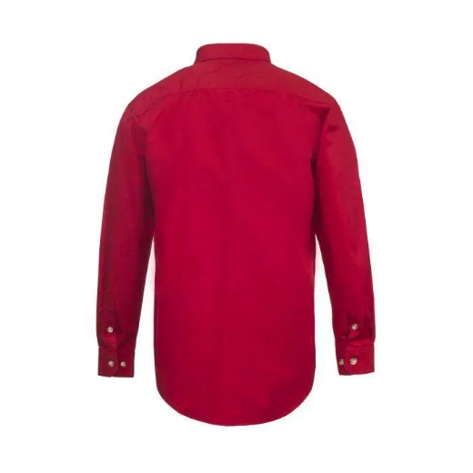 Picture of WorkCraft, Lightweight Long Sleeve Half Placket Cotton Drill Shirt W Contrast Buttons