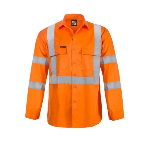 Picture of WorkCraft, Hi Vis Long Sleeve Shirt W X Pattern And CSR Reflective Tape -Night Use Only