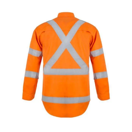 Picture of WorkCraft, Hi Vis Long Sleeve Shirt W X Pattern And CSR Reflective Tape -Night Use Only