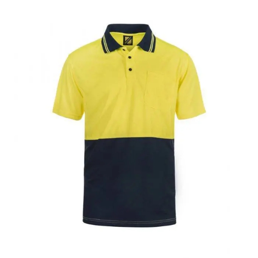 Picture of WorkCraft, Hi Vis Two Tone Short Sleeve Cotton Back Polo W Pocket