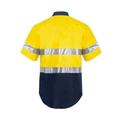 Picture of WorkCraft, Hi Vis Two Tone Short Sleeve Cotton Drill Shirt W CSR Reflective Tape