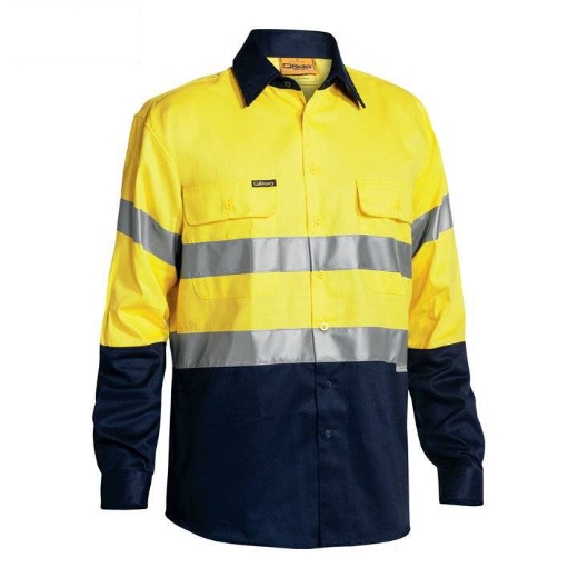 Picture of Bisley, Taped Hi Vis Drill Shirt Long Sleeve