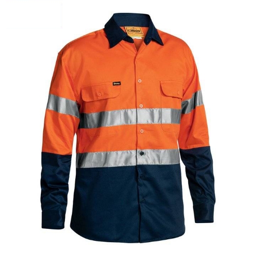 Picture of Bisley, Taped Hi Vis Drill Shirt Long Sleeve