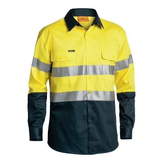 Picture of Bisley, Taped Hi Vis Drill Shirt Long Sleeve