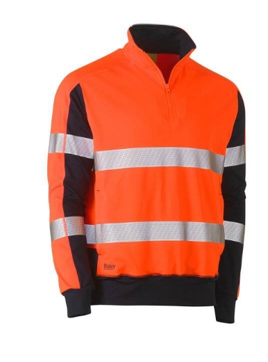 Picture of Bisley, Taped Two Tone Hi Vis Contrast Stretchy 1/4 Zip Pullover