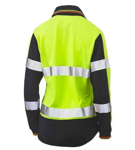 Picture of Bisley,Women's Taped Two Tone Hi Vis V-Neck Polo - Long Sleeve