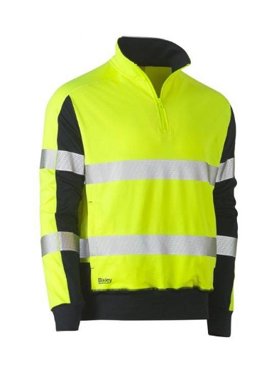 Picture of Bisley, Taped Two Tone Hi Vis Contrast Stretchy 1/4 Zip Pullover