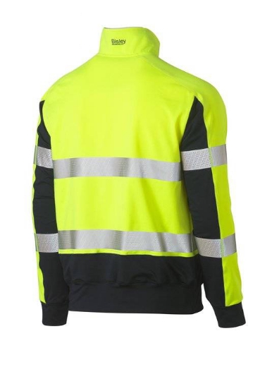 Picture of Bisley, Taped Two Tone Hi Vis Contrast Stretchy 1/4 Zip Pullover